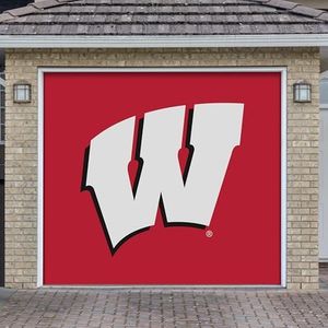 Wisconsin Badgers 7' x 8' College Sports Printed Garage Door Banner - NCAA Licensed - Tension Polyester - School Banner