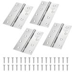 DesertBoy 4 Inch Stainless Steel Strong Butt Door Hinge 100mm Timber Door Hinge (8 Holes) Hinges for Wood with 32 Screws for Furniture Hardware Cabinet Closet Drawer (4 Pcs Thickness 1.3 MM)