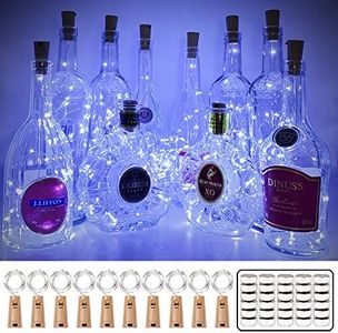 MUMUXI Wine Bottle Lights with Cork Switch [10 Pack] | Easy-to-Use 3.3ft 20 LED Bottle Lights | Universal Size Cork Lights for Wine Bottles Liquor Bottles Christmas Lights Indoor Outdoor, Cool White