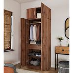 Wakefit Wardrobe | 1 Year Warranty | Almirah, Cupboard for Clothes, Wooden Almirah for Clothes, Diwali Gifts, Gingham 2 Door No Mirror, 1 Drawer, Loft, 1 Hanging Space, 18MM Panels (Columbian Walnut)