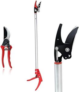 Byhagern 32-Inch Cut and Hold Pruners, Long-Reach Tree Pruner with Rotating Cutter Head, Long Pruning Shears for Garden, Fruit Picking, Branches Trimming