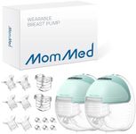 MOMMED Double Breast Pumps, Breast Pumps Hands Free with 3 Mode & 12 Levels, Rechargeable, Leak-Proof Design Electric Breast Pumps, 24 mm Wearable Breast Pumps, Includes 17/19/21 mm Flange Inserts