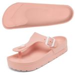 Women Adjustable Buckles Platform Sandals, Women's Casual Sandals with Arch Support, Summer EVA Sandals for Indoor and Outdoor, 9916 Pink, 6 UK