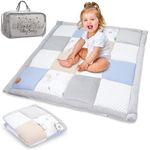 Baby playmat playpen insert 100x100 cm Velvet - thick playmat PATCHWORK padded floor mat with pocket cotton with velvet Blue with elephant