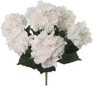 Larksilk Hydrangea Artificial Flowers - Faux Hydrangea Flowers - Home Decor, Easter Decorations, Spring Decor - Floral Centerpieces for Tables - 20" Floral Stems, White, 3 Pieces