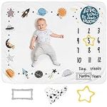Luka&Lily Monthly Milestone Blanket for Baby Boys, 60x40 inches (Outer Space)