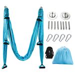 CO-Z Aerial Yoga Swing Sling Strong Yoga Hammock Kit Set with Ceiling Mounts & Daisy Chains (Blue Kit)
