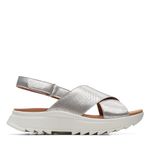 Clarks Women's Dashlite Wish Sandal, Silver Metallic, 5 UK