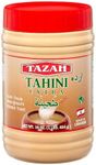 TAZAH Tahini Paste for Hummus Baba Ganoush 16oz - 1lb Natural Stone Ground Lebanese Sesame Paste Vegan Cholesterol-Free No Preservatives Perfect for Delicious Middle Eastern Dishes