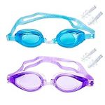 Kids Swimming Goggles 2 Pack,Silicone Waterproof Swimming Goggles for Kids Girl Boys,Clear Swimming Goggles with Adjustable Shoulder Straps