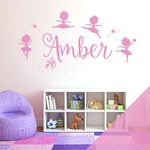 Personalised Name Girls Wall Art Sticker - Disney Baby Ballerina Little Princess, Ballet Shoes, Wand, Star [Pink]