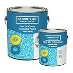 T A Paints Ltd Two Pack Epoxy Swimming Pool & Pond Paint 3 In 1 Primes Seals Protects Chemical Resistant Direct to Concrete Fibreglass Brick & Stone (1L RAL 5012 Blue)