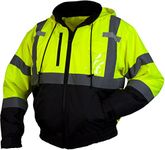 Pyramex RJ31 Series Waterproof Class 3 Fleece Bomber Safety Jacket, Hi Vis Lime, 3X Large