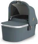 UPPAbaby Bassinet V3 - Compatible with Vista, Cruz, Ridge Strollers - Overnight Sleep Solution - Mattress, Sheet and Bug Shield Included - Callum (Stone Blue/Silver Frame)