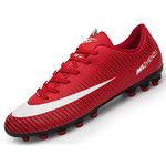 BOTEMAN Mens Football Shoes Breathable Boys Girls Soccer Trainers Cleats Professional Football Boots Unisex,Red,6.5 UK