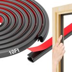 Rubber Weather Stripping Door Seal Strip, 10 Ft D-Shape Door Soundproofing Insulation Strip, Sound Proof Door Gap Blocker (Black)