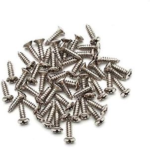 SAPHUE 3MM Electric Guitar Bass Pickguard Screws Pick Guards Scratch Plate Mounting Screws for Fender Strat ST Tele TL Stratocaster Telecaster Gibson LP Les Paul SG Guitar Pack of 50 (Chrome)