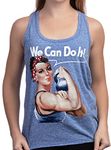 Ann Arbor T-shirt Co. Rosie The Lifter | Cute Workout Exercise Lifting Women Kettlebell Racerback Tank-(Racerback,XL) Vintage Blue