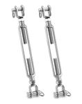 QWORK Jaw & Jaw Turnbuckle, 2 Pack 3/8 Inch M10 Hot Dipped Galvanized Steel Turnbuckle, 1200 lbs Working Load Limit, Heavy Duty Turnbuckle for Cable Wire Rope Tension, Shade Sail, Boat