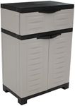 Sunnydaze Plastic Garage Storage Cabinet with Adjustable Shelf - Tool-Free Assembly - Gray - 34.5" H