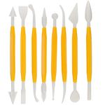 Art Ranger Plastic Ceramic Pottery Tools Set Of 8,Double Heads Clay Modelling,Sculpting,Shaping,Fondant Cake Decorating,Polymer Tools For Art&Craft Supplies For Kids,Artist (Random Color),Yellow