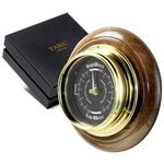 Tabic Prestige Brass Tideclock With Jet Black Dial, Mounted On a Solid English Oak Mount, Handmade in England