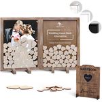 GLM Wedding Guest Book Alternative with Sign, 160 Hearts and 4 Large Hearts, Guest Book Wedding Reception, Rustic Wedding Decorations for Reception, Wedding Decor (Brown)