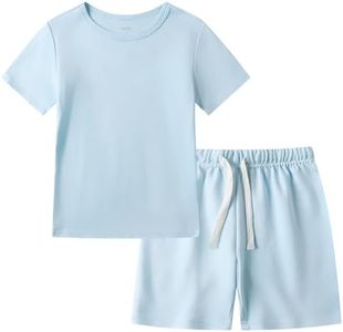 Owlivia Kids Pjs Set, Boys Girls Summer Short-Sleeve Sleepwear, 100% organic cotton Toddler Pajamas(2-3T, Blue)