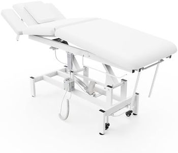 Professional Electric Massage Table, 2 Motors Hydraulic Electric Lift Adjustable Waist and Height Lifting Functions for Treatment/Physical Therapy/Spinal Massage/Facial Spa/Waxing/Tattooing - White