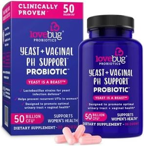 Lovebug Yeast + Vaginal pH Support | Clinically Studied Ingredients for Yeast & UTIs | Multi Strain 50 Billion CFU | 30 Capsules