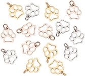 LiQunSweet 15 Pcs 3-Colors Stainless Steel Pendants Dog Paw Prints Footprint Animal Pet Tiny Charms for Jewelry Making and DIY Craft Accessories - 13x12mm