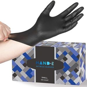 Hand-E Touch Black Nitrile Medical Gloves Disposable [Extra Thick 5 Mil] Large - 200 Count - Surgical Gloves Latex Free, Powder Free Medical Exam Gloves