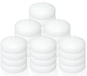 Stock Your Home 24 Count 3" Inch Floating Candles Bulk Set with 10 Hour Burn Time, White Unscented Wax Discs for Cylinder Vases, Centerpieces at Wedding, Party, Pool, Holiday