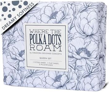 Black & White Floral Sheets Queen Bedding Set – Super Soft 4 Piece Flower Bed Sheets with Fitted Sheet, Flat Sheet & Pillowcase – Elegant Black & White Bedding for Kids, Teens & Adults