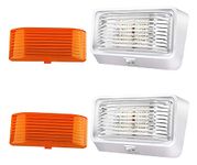 ShinePick LED RV Porch Light 12V Super Bright RV Exterior Lights with ON/Off Switch, Lighting for RVs, Trailers, Campers,White Base, Clear and Amber Removable Lenses(2 Pack)