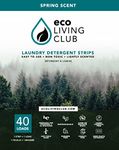 Eco Living Club Laundry Detergent Sheets (Up to 40 loads), Hypoallergenic, Biodegradable, Travel Friendly Strips (Spring Scent)