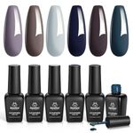 Beetles Gel Nail Polish Set - City in Snow Collection Light Blue Brown Neutral Mauve Color Perfect for Autumn Winter Nail Art Manicure Kit Soak Off U V LED Gel Polish…