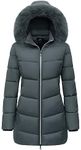 MOERDENG Women's Winter Windproof Warm Down Coats Waterproof Thicken Hooded fashions Puffer Jacket Dark Grey 03-3XL