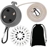 ZONSUSE Portable Travel Clothesline,Adjustable Camping Clothesline,8m Anti-Tangle Retractable Clothesline,with 10 Fixed Buckles and 20 Clothespins, for Indoor Outdoor Balcony Garden Hotel (8m Blank)