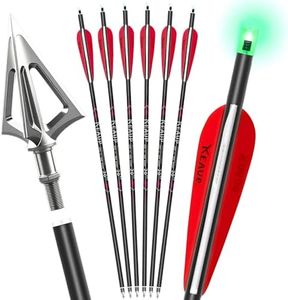 6 Pack Crossbow Bolts 20 Inch with 100 Grain Broadheads and Lighted Nocks Crossbow Arrows for Hunting and Practice