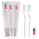 30 Pack Disposable Toothbrushes with Toothpaste, Individually Wrapped Disposable Toothbrushes Bulk Toothbrushes Medium Soft Bristle Tooth Brush Manual Disposable Travel Toothbrush Kit Bulk