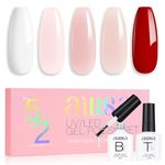 AILLSA Nude Pink Gel Nail Polish Set Milky White Red Jelly Neutral Gel Polish with Base and Top Coat, Long Lasting All Season Color Soak Off U V L ED Manicure Art Salon DIY at Home 7Pcs 8ML