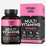 Zingavita Multivitamin for Women with 45+ Essential Nutrients | Zinc, Vitamin C, Biotin, Calcium, Vitamin D, Iron and Herbs for Healthy Hair, Skin, Strong Bones & Overall Health - 60 Veg Tablets