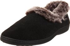 ACORN Women's Chinchilla Collar Slipper Black,Medium 6.5-7.5 M US