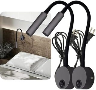 2 Pack Corded Wall Mount Lamp Reading Wall Light for Bed Easy Install 110V (Gray, 2pcs Warm White)