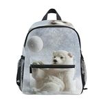 ISAOA Cute Polar Bear Children's Backpack for Boys Girls,Kid's Schoolbag for Kindergarten Preschool Toddler Baby Nursery Travel Bag with Chest Clip