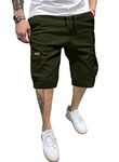 JMIERR Mens Cargo Shorts Relaxed Fit Drawstring Golf Shorts Men's Cotton Stretch Workout Shorts Twill Hiking Outdoor Beach Shorts for Men Work Shorts with 6 Pockets Long Shorts Summer CA36(L) A Green