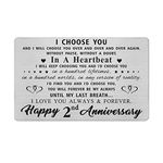 2 Year yr Anniversary Card for Husband Wife, Second 2nd Happy Wedding Anniversary Wallet Card Gifts for Him Her