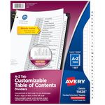 Avery A-Z Tab Dividers for 3-Ring Binders, Customizable Table of Contents, Classic White Tabs, 1 Set (11828)