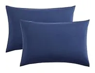 Casa Platino Pack of 2 Pillowcases - Oxygen-Washed Premium Ultra-Soft Microfiber - Incredible Softness - Standard Size for Bedding Sheets & Pillows - Navy